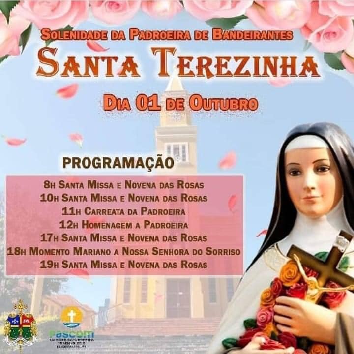 Programação do dia da padroeira de Bandeirantes Santa Terezinha - Rádio ...